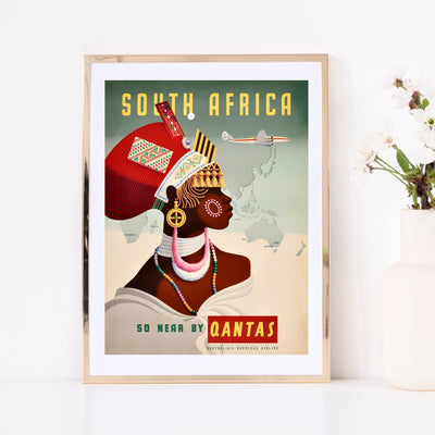 Art print of vintage poster South Africa. Browse our online art print store or visit our art print shop in Temple Bar, Dublin.