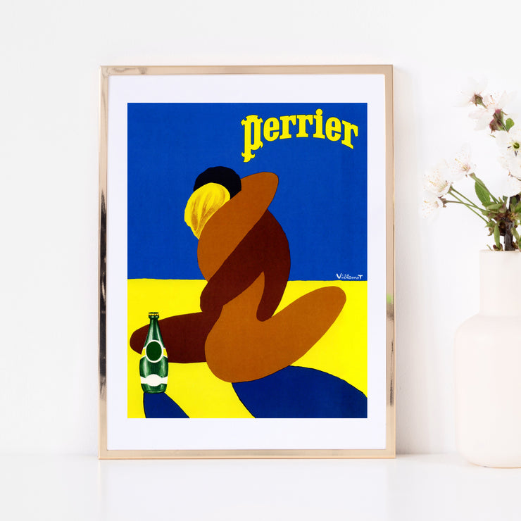 Art print of vintage poster Perrier by French graphic artist Bernard Villemot. Browse our online art print store or visit our art prints shop in Temple Bar, Dublin.